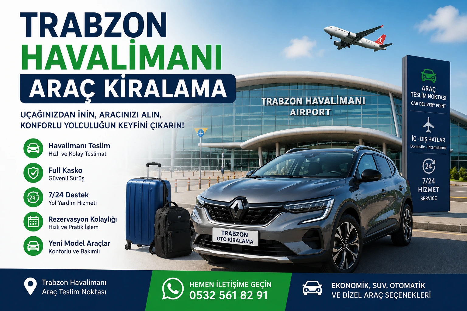 Trabzon Havalimanı Araç Kiralama Rehberi | Hızlı Teslim ve Yeni Model Araçlar